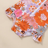 0-2 Years Toddler Baby Girls Swimwear Infant Spring Summer Swimsuit Long Sleeve Floral/Shell Print Bathing Suit with Hat Outfit 5