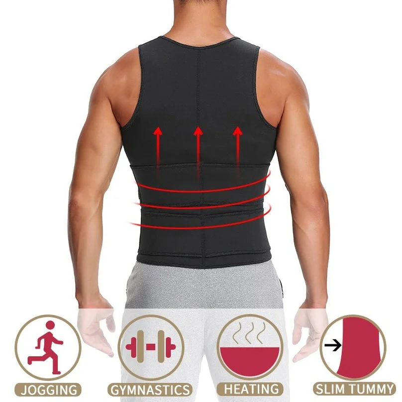 Waist Trainer Corset Body Shaper Men Sauna Sweat Abdominal Binder Belt Slimming Belly Neoprene Vest Tank Top Fat Burner Fitness