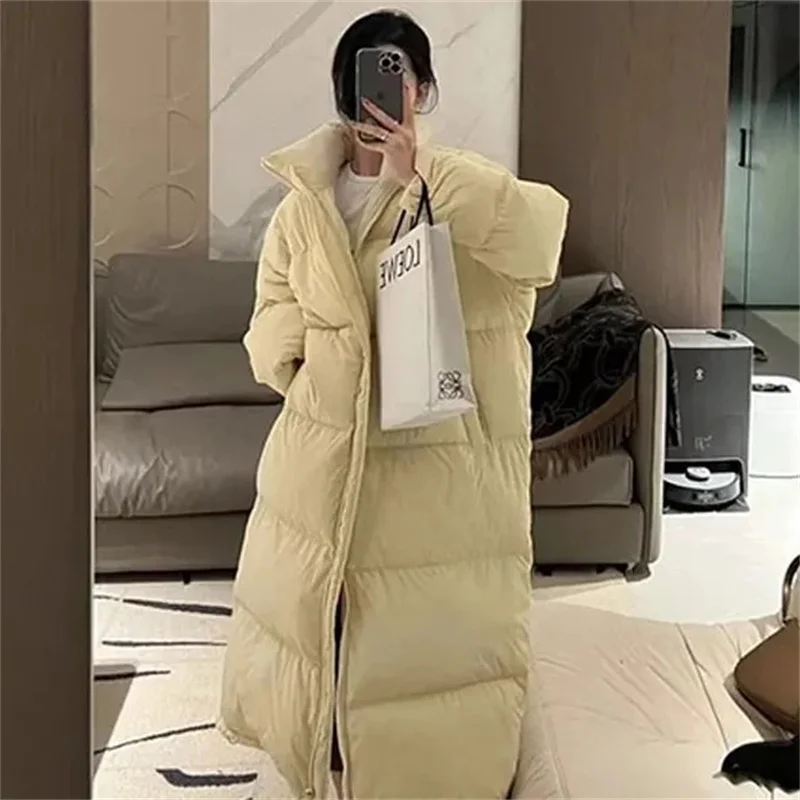 

Big White Duck Tall Extra Long Down Cotton Coat Women's Korean Casual Loose and Thickened Original White Duck Down Winter Coat