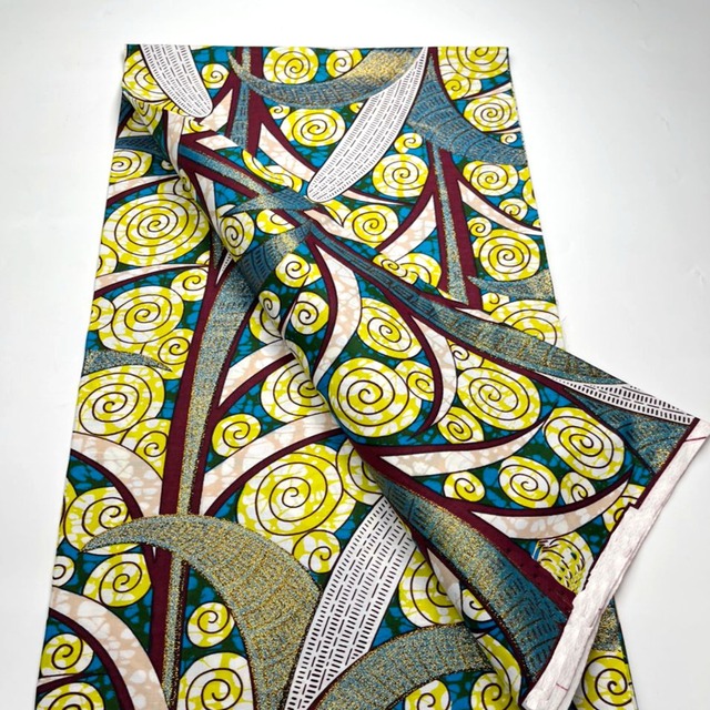 Wax Fabric Ankara Loincloths Pagne Cotton Stuff Material 6Yards Glitter Golden Grand Batik For Sew Wedding Party Dress