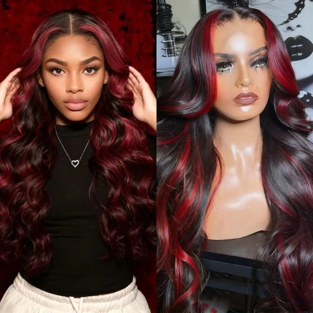Highlight Burgundy Body Wave Lace Front Wigs Human Hair 13x4 Hd Lace Front Wig Human Hair 200 Density Lace Front Wig Human Hair 3