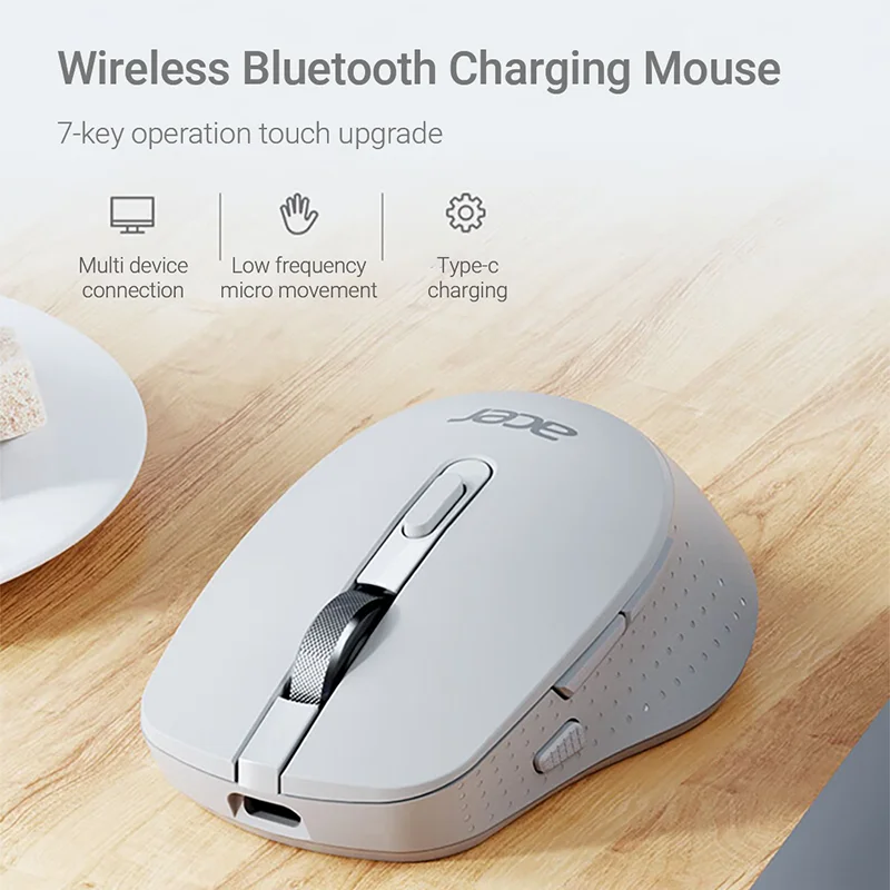 Acer 2.4G Wireless Mouse Bluetooth Rechargeable 1600DPI 7 Buttons 3D Roller Mice Ergonomic Office Mouse for Computer Laptop PC wireless mouse