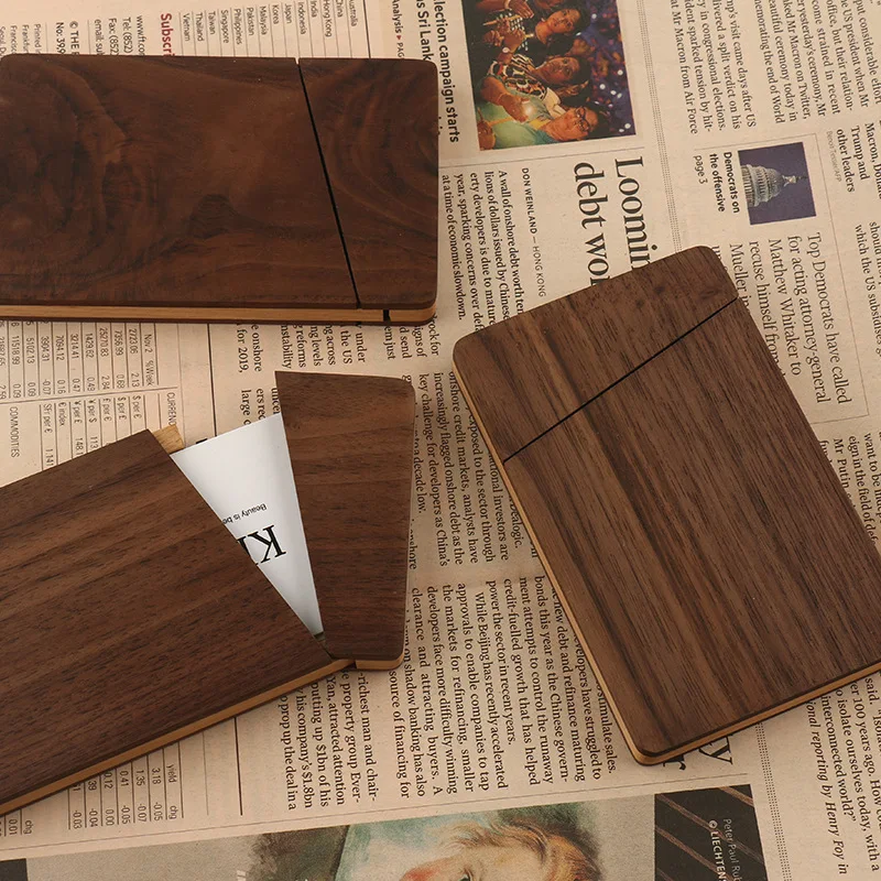 Creative Personalized Portable Solid Wood Business Card Case Men's And Women's Gifts