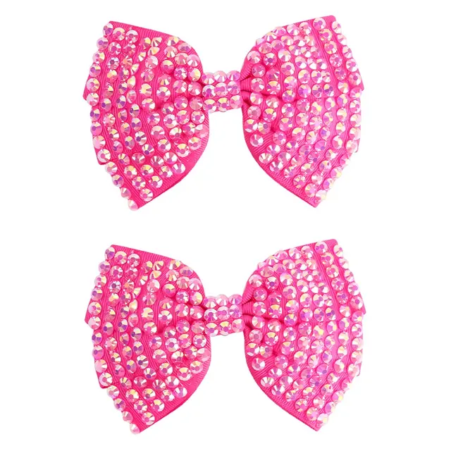 White Pearl Hair Bows With Hair Clips For Girls Kids Boutique Layers Bling Rhinestone Center Bows Hairpins Hair Accessories 2pcs 03