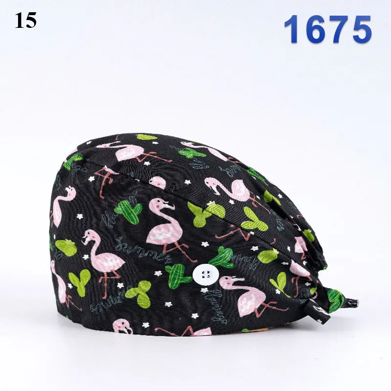 ski beanie Unisex Cotton Adjustable Scrubs Hats Floral Print Medical Caps Dental Clinic Work Hats Tieback Elastic Pet Grooming Nursing Cap winter cap