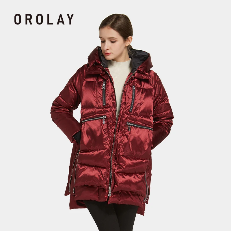 Orolay 여성용 두꺼운 후드 다운 재킷, 느슨한 보온 파카