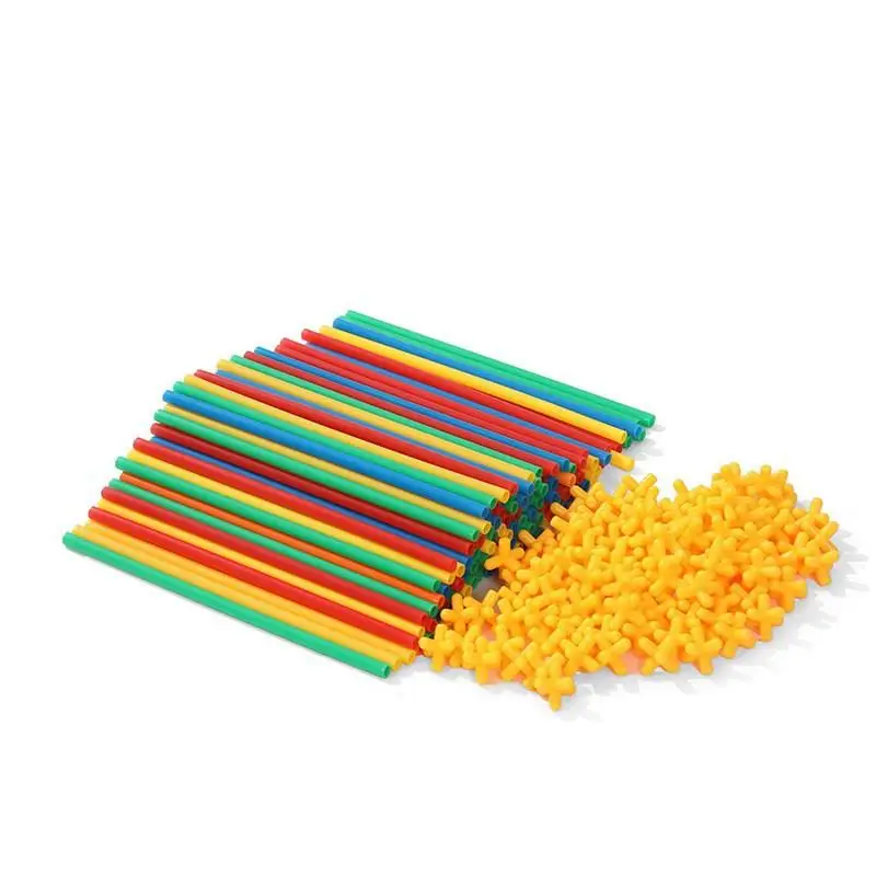 4D Colorful Plastic Straw Building Blocks Children's Educational Toys Assembling And Building Game Toy Children Birthday Gift