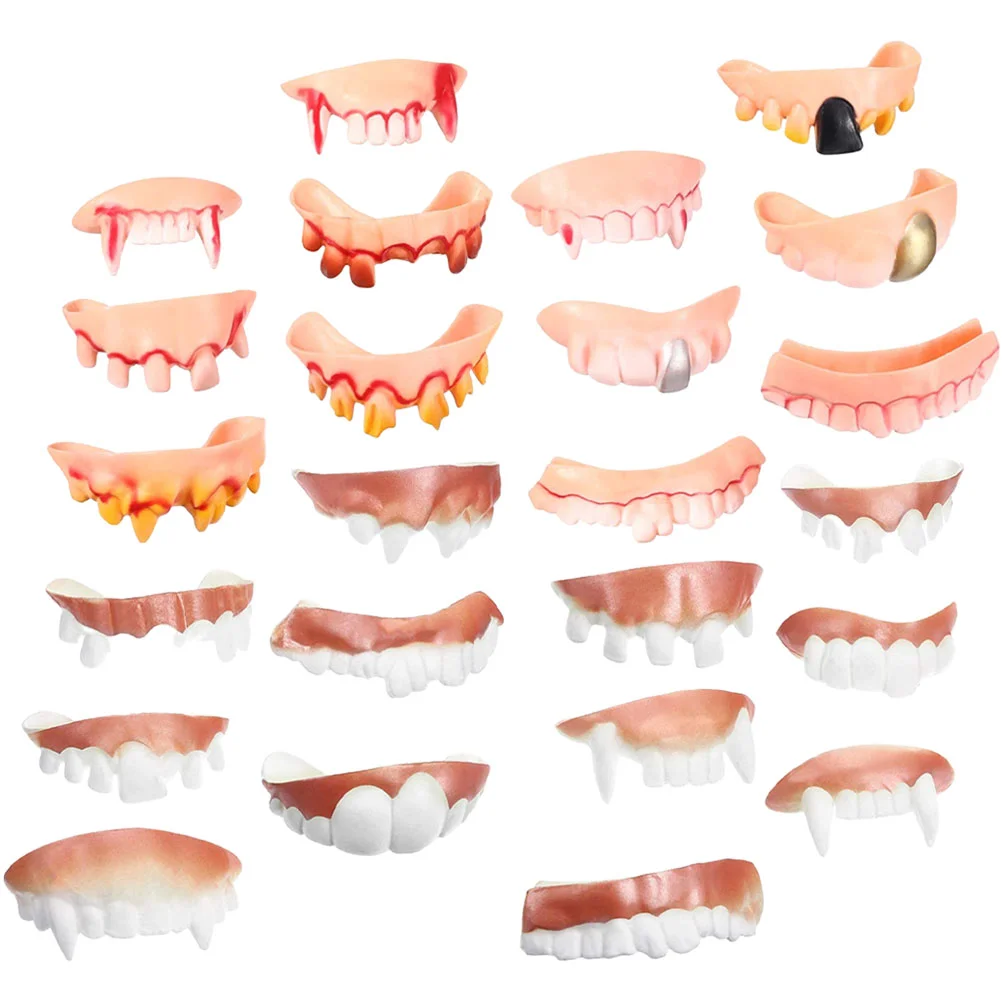 

24pcs Halloween Tricky Fangs Teeth Decoration Theme Costume Party Dentures