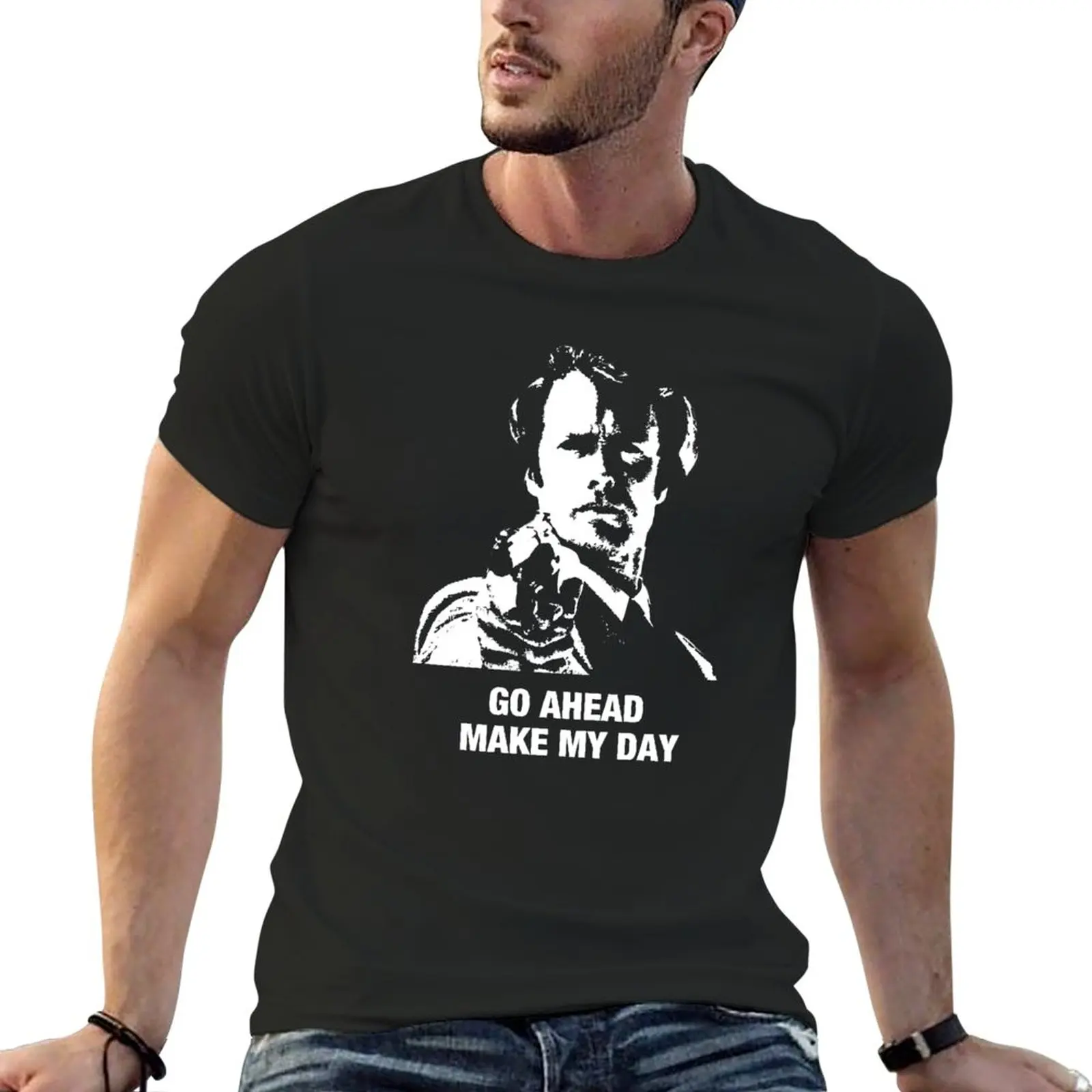 

New Go Ahead Make My Day Dirty Harry Clint Eastwood fan gift Black t shirt for dad T-Shirt oversized t shirt men t shirt