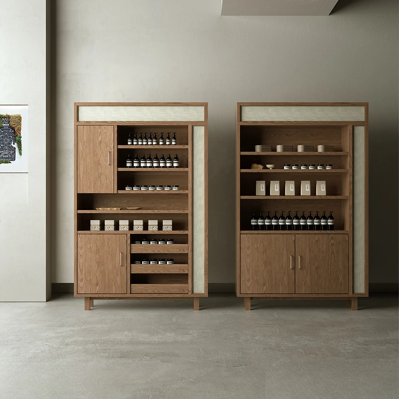 

Medieval style display cabinet, multi-layer cosmetics and essential oil commodity display, tea room, Zen shelves