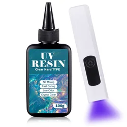 Enhanced Crystal Clear UV Resin Kit with Upgraded Curing Light for DIY Jewelry and Crafting (100g with light)