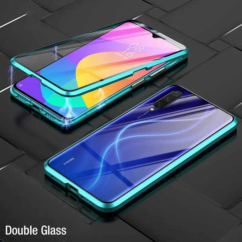 360° Protective Metal Frame Magnetic Case with Screen Glass Back Cover