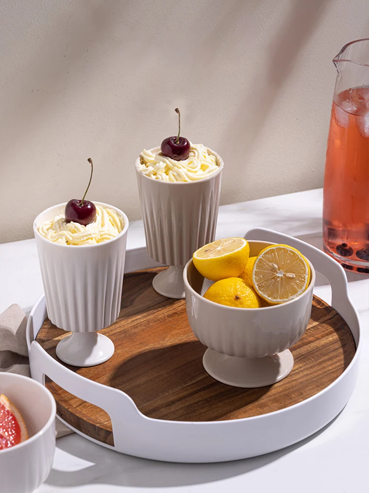 

Dessert Cup High Appearance Horizontal Yogurt Cup Ice Cream Cup Ice Cream Cup Household Ceramic Tall Bowl Idea