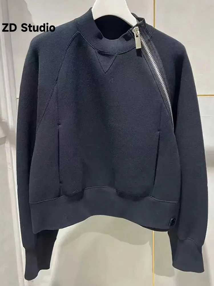

[ZD Studio] Small Crowd 2023 Autumn And Winter New Style Versatile Exterior Design Zipper Sweater Top Casual Loose Coat