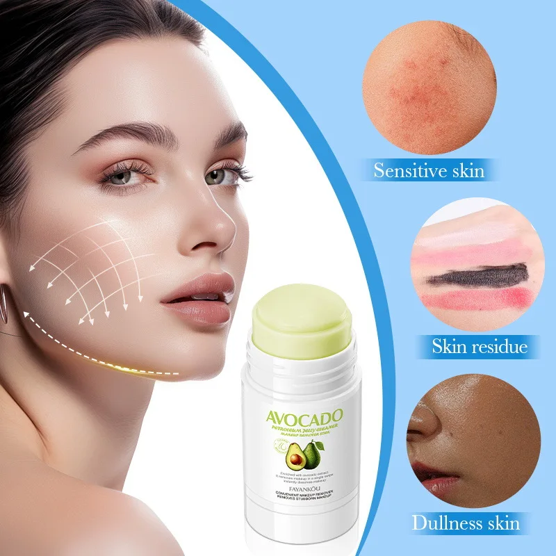 FAYANKOU Avocado Vaseline Cleansing Makeup Remover Stick Refreshing Cleansing Moisturizing Makeup Remover Balm