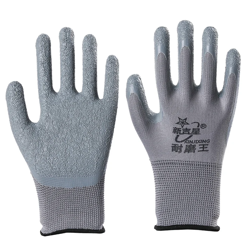 

Natural latex gloves thick wear-resistant construction workers work non-slip breathable thick rubber dipped gloves work gloves