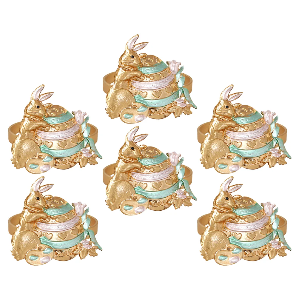 

Easter Rabbit Napkin Ring Metal Bunny Napkin Holder Buckle Easter Party Banquet Gift Dinning Table Decoration