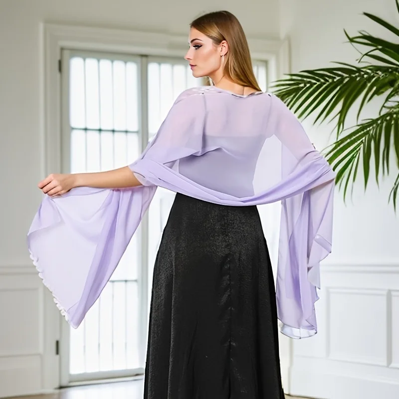 Solid color chiffon dinner shawl bride bridesmaid wedding dress cheongsam  party shawl scarf dual-use women - AliExpress