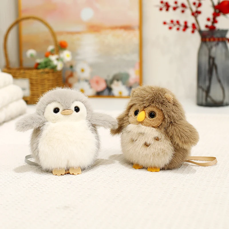 Cute Kawaii Plush Toys Penguin Owl Standing Shoulder Dolls