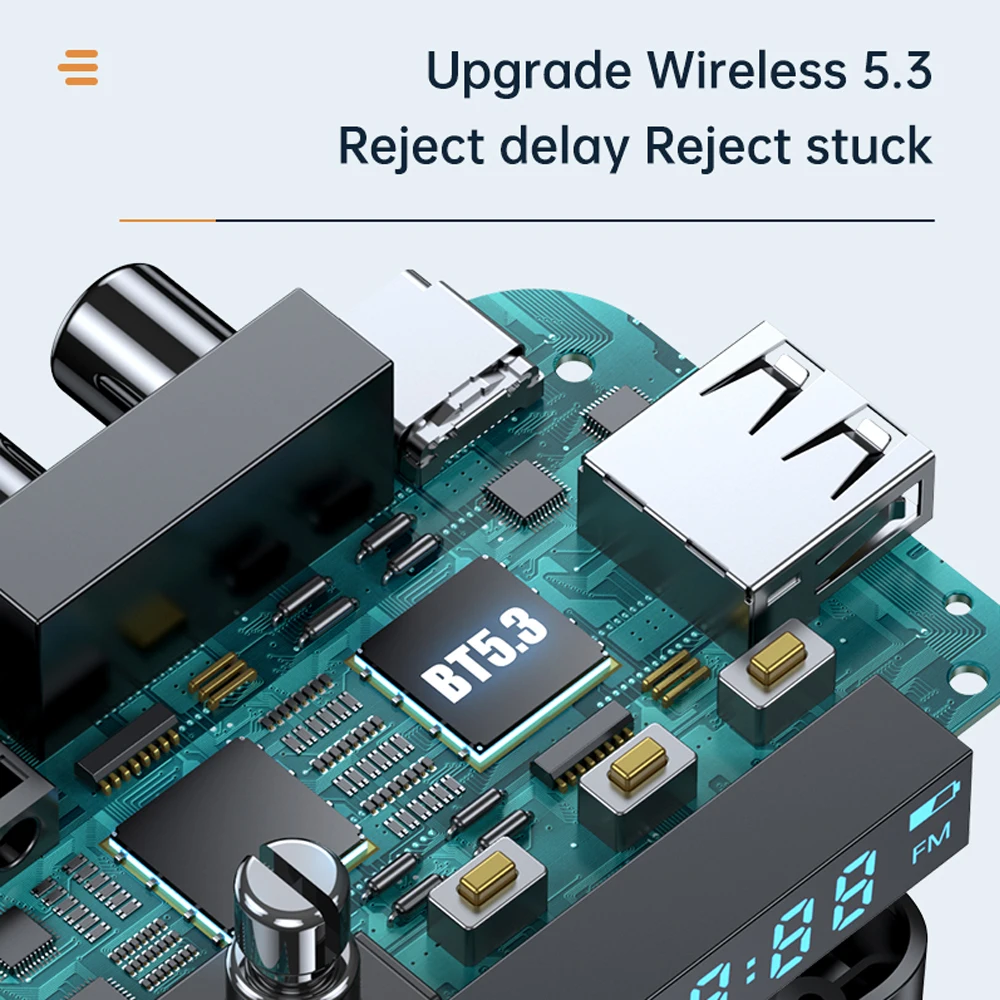 C68 Bluetooth 5.3 Wireless Receiver Transmitter Adapter Supports USB /TF Card for Headphones Speakers TV PC Car
