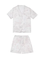 Women's 2pcs Cute Print Short Sleeve Button Top and Shorts Pink Sleepwear Soft Comfy Homewear Casual Loungewear Pajama Set - Image 6