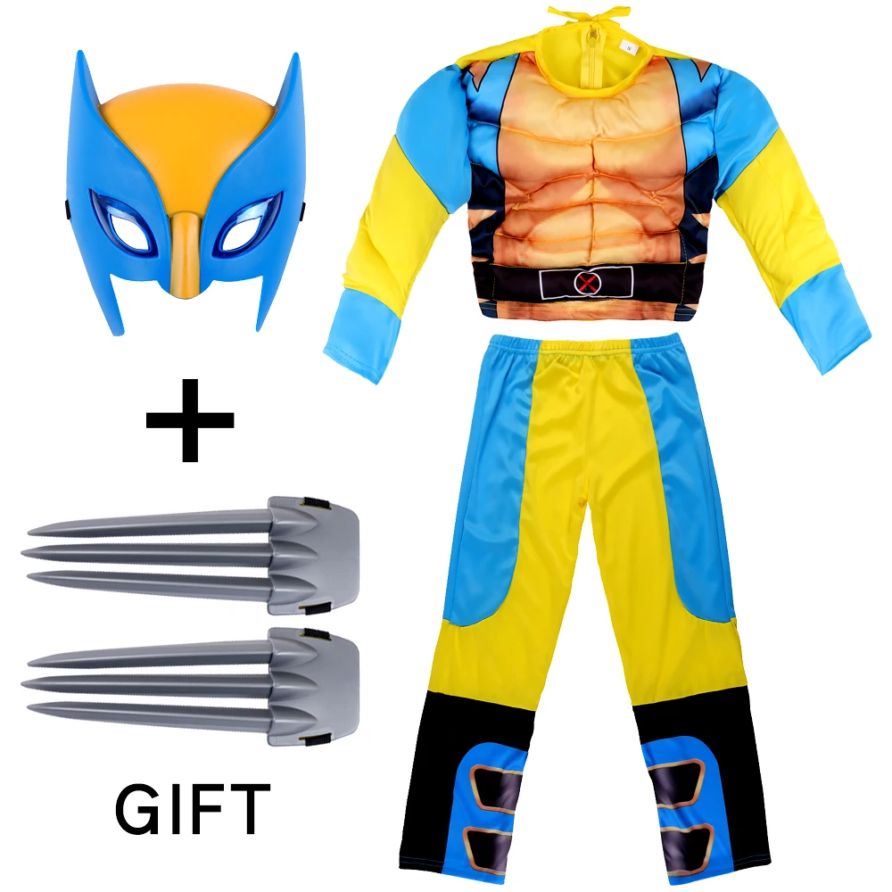 Movie Wolverine Costume Kids Superhero Cosplay Halloween Party Fancy
