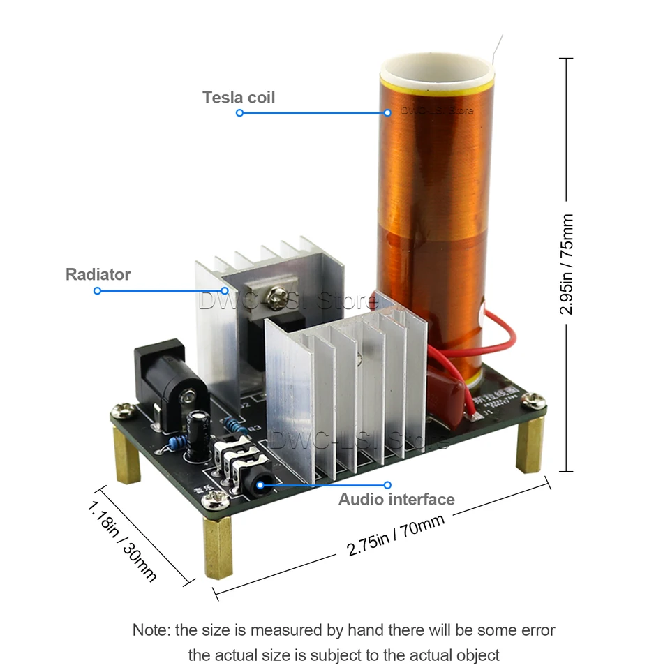 음악과 LED 플라즈마 효과를 갖춘 15W 미니 테슬라 코일 DIY 키트