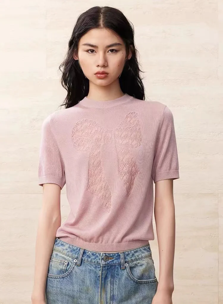 

Женская трикотажная футболка с коротким рукавом и круглым вырезом, свободного покроя