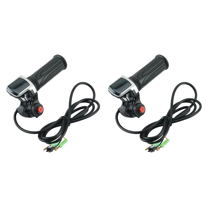 

2X 36V Electric Bicycle Scooter Speed Throttle Grip LCD Display With Switch Twist Throttle Accelerator Handlebar Grip