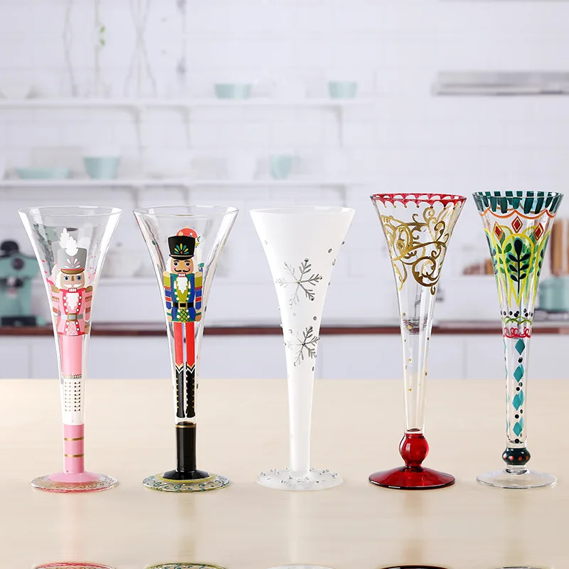 

300ml Hand Painted Cocktail Glasses Creative Wine Champagne Glass Goblet Juice Cup Home Bar Club Party Wedding Drinkware Gifts