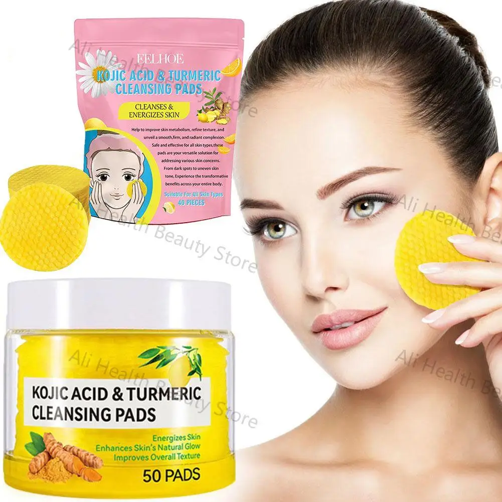 40/50pcs Turmeric Cleansing Pad Cleaning Tablet Exfoliating Pads Facial Sponges For Exfoliating Daily Cleansing Skin Care