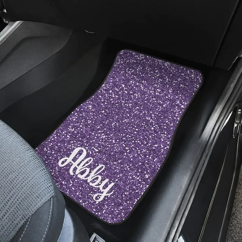 

Personalized Glitter Design Car Mats (Set of 2) - Custom Monogram Carmat Car Mat - 20 Color Options (Not Real Glitter)