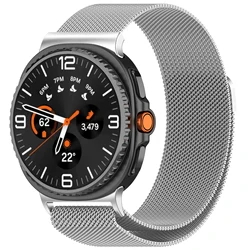 Premium Metal Milanese Loop Magnetic Bracelet Strap - Elegant Design - Watch Ultra 2025 (Silver)