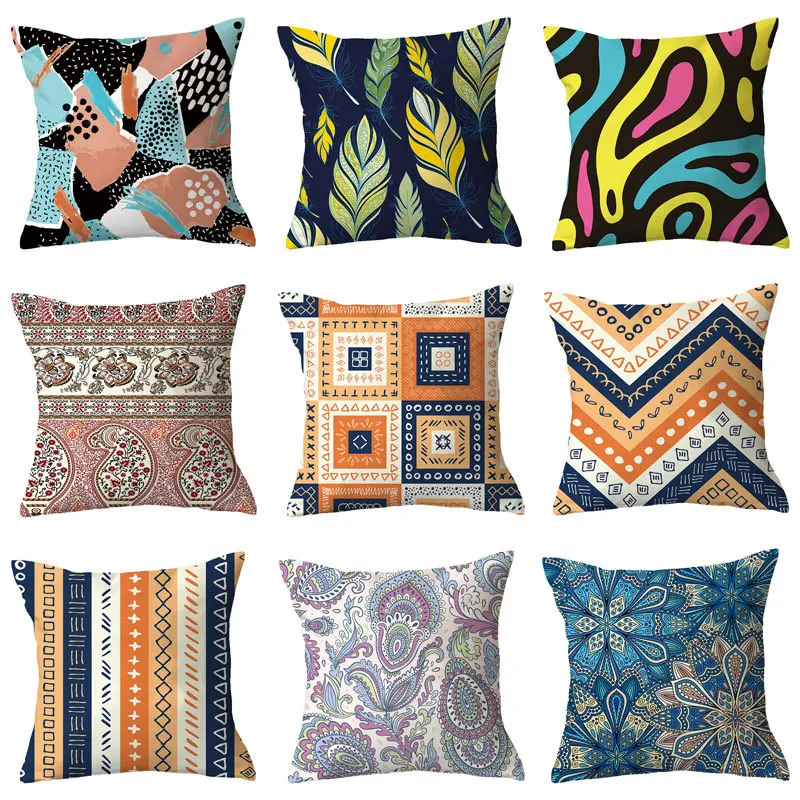 

Minimalist New Blue Geometric Print Pillow Cover Home Fabric Sofa Pillow Cushion Cover