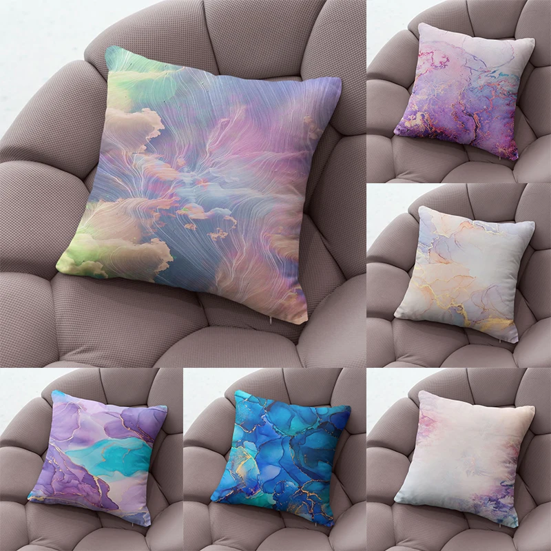 

Colorful Auspicious Cloud Rendering House Decor Pillow Case Velvet Throw Pillow Cover Modern Style Throw Pillow Cushion Cover