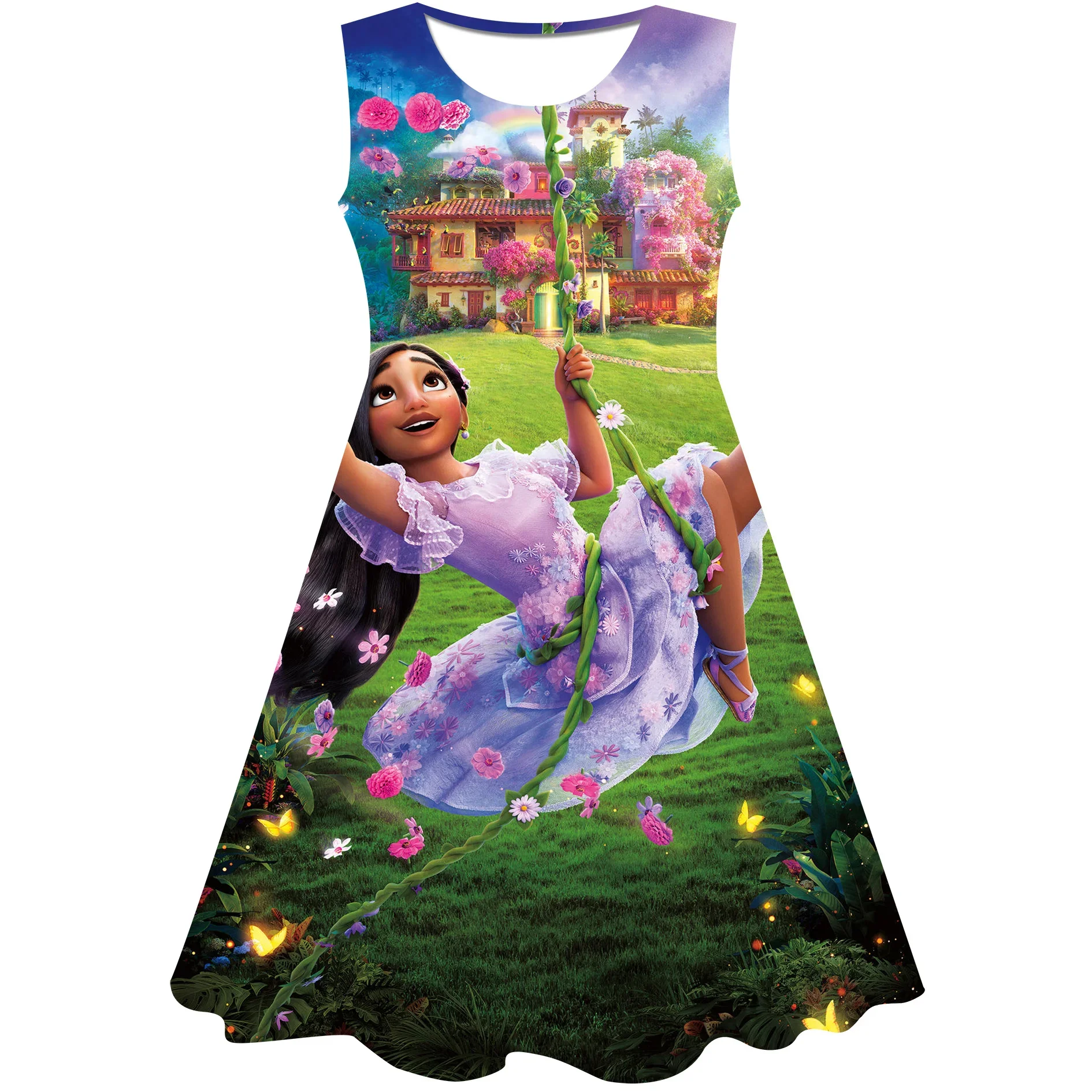 Ragazze Encanto Abiti Con Ciondoli Carnevale Estate Nuovi Bambini Principessa Mirabel Vestito Festa Di Compleanno Costume Madrigal Bambini Abiti Da Ba