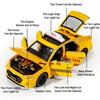 1:32 Audi RS7 Miniature Taxi Toy Model Cars Alloy Diecast Pull Back Sound Light 6 Doors Opened Vehicles Decoration Boys Gifts 2