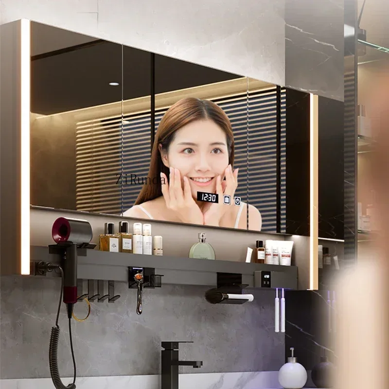 European Style Rock Plate Bathroom Cabinets Luxury Wall-mounted Fog Removal Smart Mirror Cabinets Fashion Furniture Шкафы FYBC