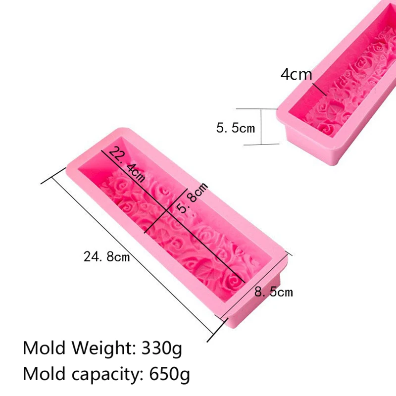 Soap Silicone Mold DIY Rectangular Embossed Rose Flower Soap Making Mould Chocolate Baking Molds Gifts Craft Supplies Home Decor
