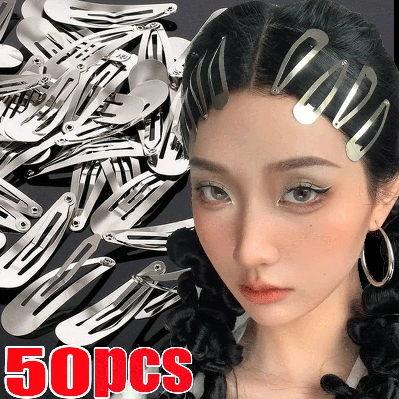 

10-50pcs Simple Silver Hair Clips BB Snap Hairpins Base for DIY Handmade Barrettes Styling Tools Y2K Women Girl Hair Accessories