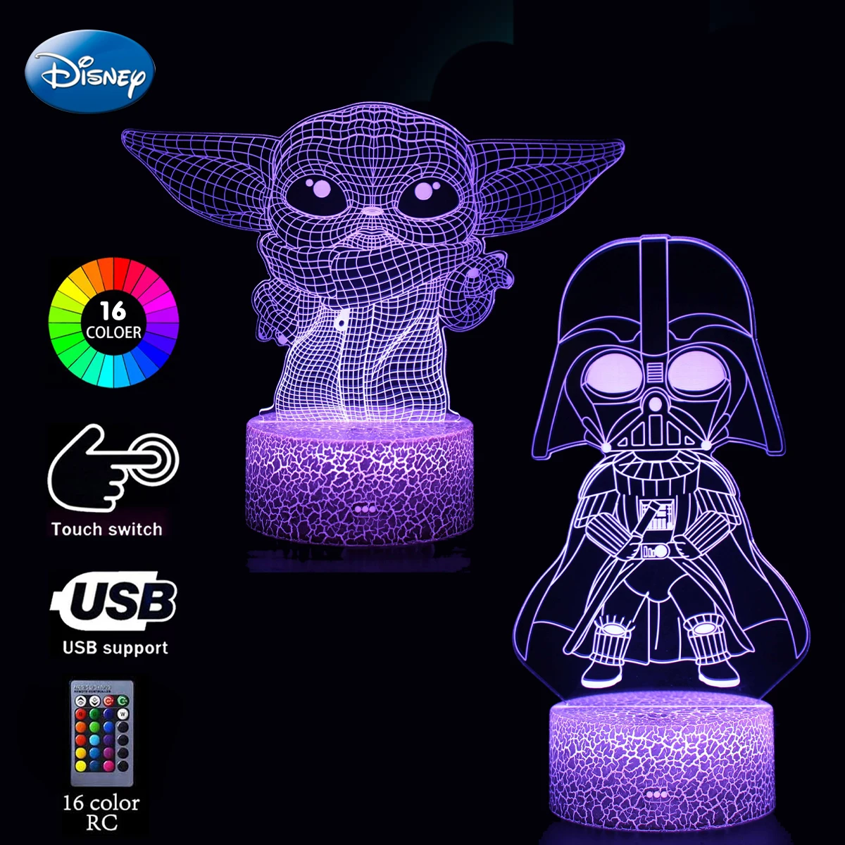 Kawaii аниме Baby Yoda 3D ночсветильник