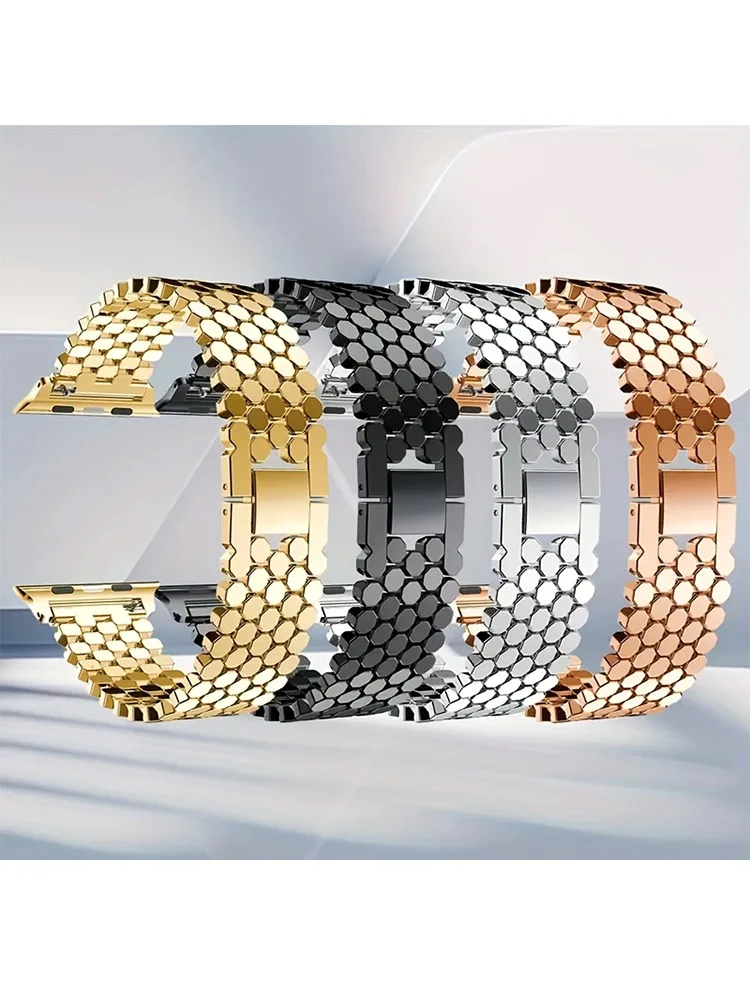 Apple Watch 밴드 용 스테인레스 스틸 스트랩 45mm 44mm 41 40mm iWatch 시리즈 1-9 38 42mm 용 고급 팔찌 금속 체인 팔찌