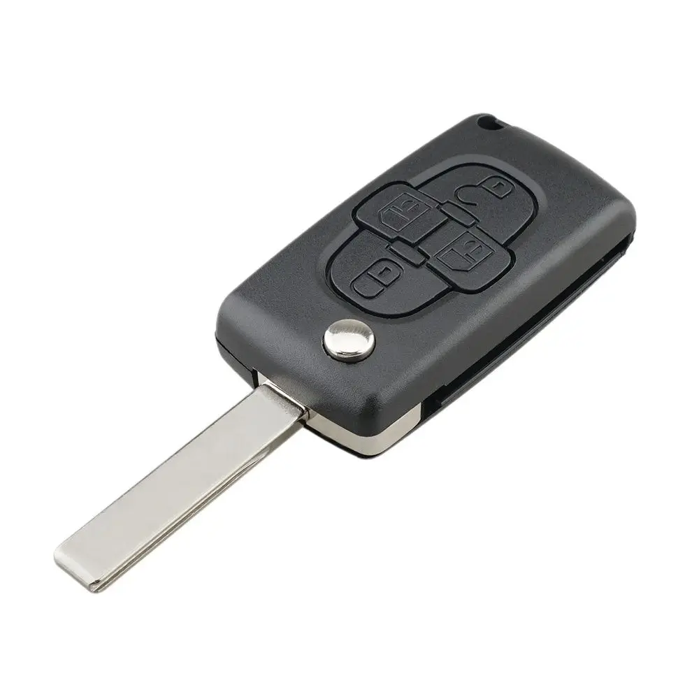 Key Case 4 Buttons Flip Folding Remote Key Fob Shell For Peugeot 1007 For Citroen C8 Uncut Blade With Groove CE0523