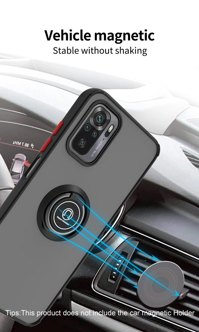 KEYSION - Custodia opaca alla moda per Redmi Note 10 Pro 5G 10S 9 Pro 8 T, con supporto ad anello trasparente, antiurto, per Redm_voghion.com
