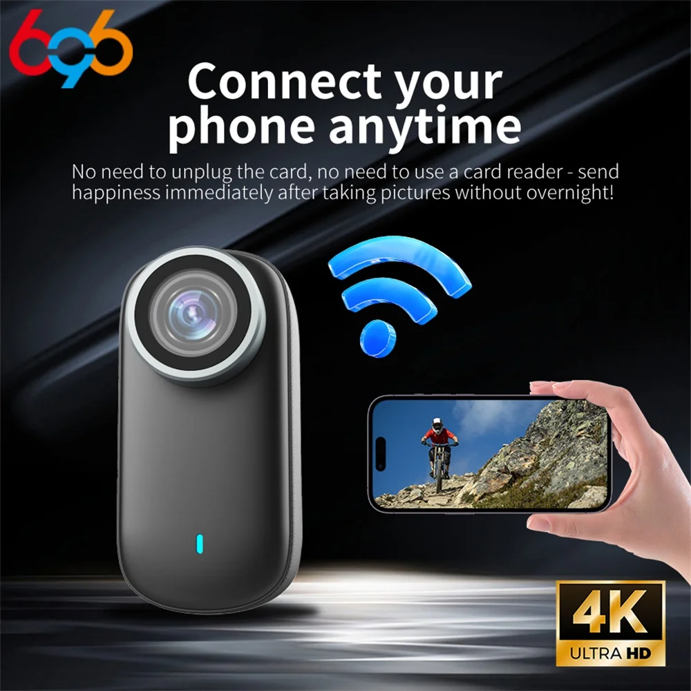 애완동물 카메라 4K WiFi 미니 썸 스포츠 카메라 IP65 방수 및 방진 스포츠 카메라, 야외 사이클링 스포츠 녹화 카메라