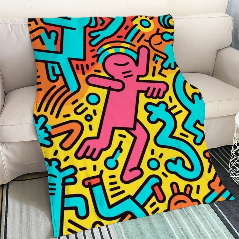 Thermal Blankets for Bed Throw Blankets Characters Keith Haring Large Blanket for Sofa Decoration Luxury Bedding Cobija Knee Nap 5