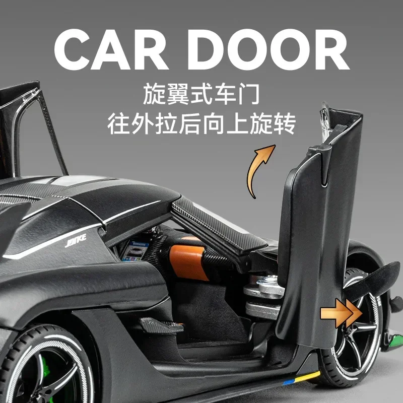 1/24 Scale Car Models Koenigsegg Jesko Alloy Diecast High Simulation Toy Cars With Pull Back Doors Opened Boys Birthday Gifts