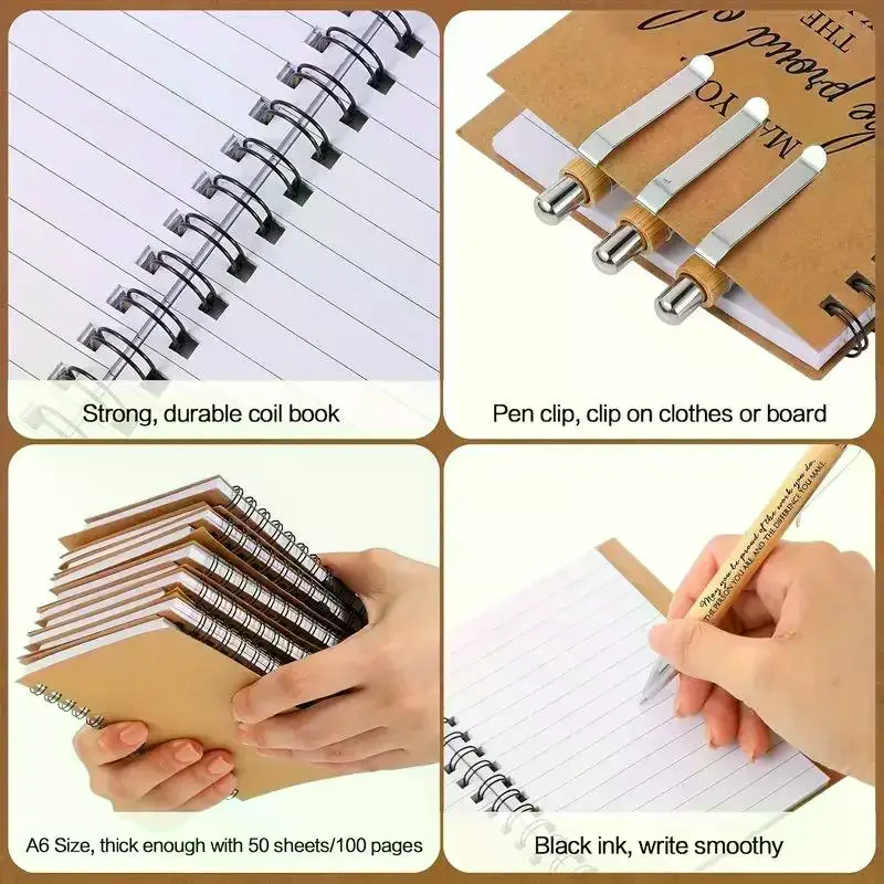 Bulk Spiral Notebooks with Pens Small Notepads Set Inspirational Gifts for Church Members Office School Supplies