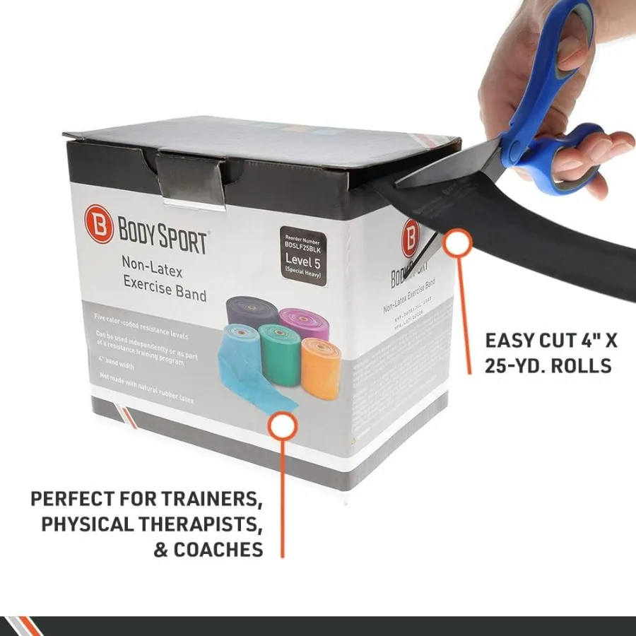 Exercise Band, 25 yd. x 4 in. Roll - Home & Gym Fitness Equipment for Stretching, Strength Training & Physical Therapy