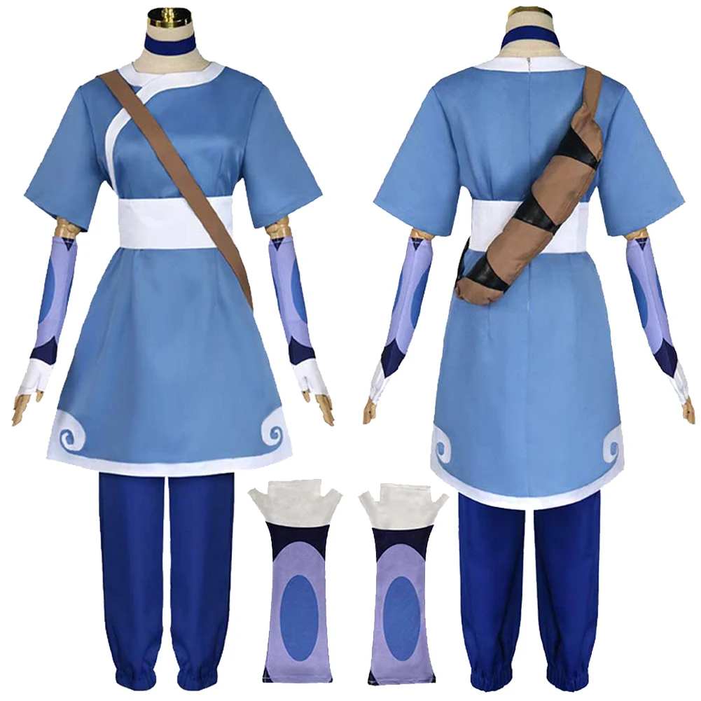 

Костюм для косплея Katara, аватар из мультфильма, последний косплей, Airbender, фантазия, воротник для ролевых игр, сумка через плечо для взрослых, унисекс, костюм на Хэллоуин